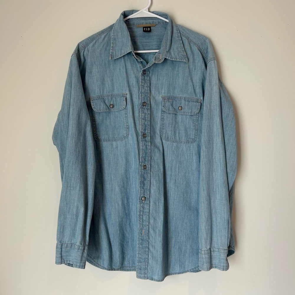 GAP Light Blue Denim Button-Down Shirt